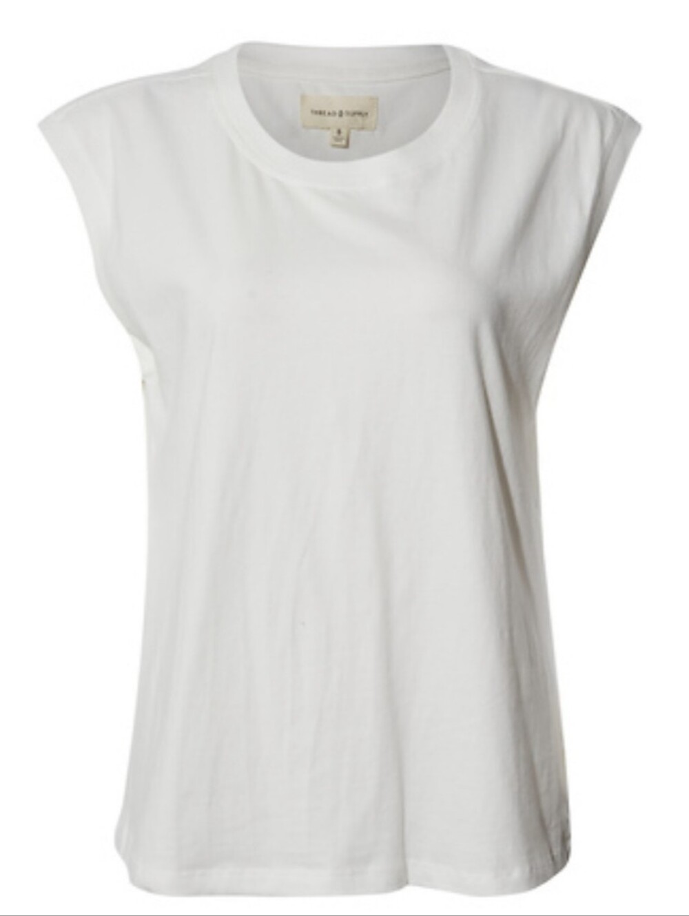 Thread & Supply White Cap-Sleeve Tee Small